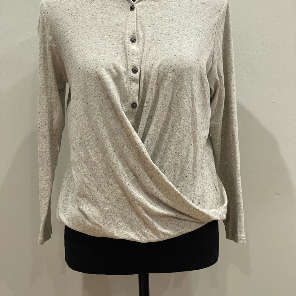 J. Jill Gray Wrap‎ Blouse with Polo Collar